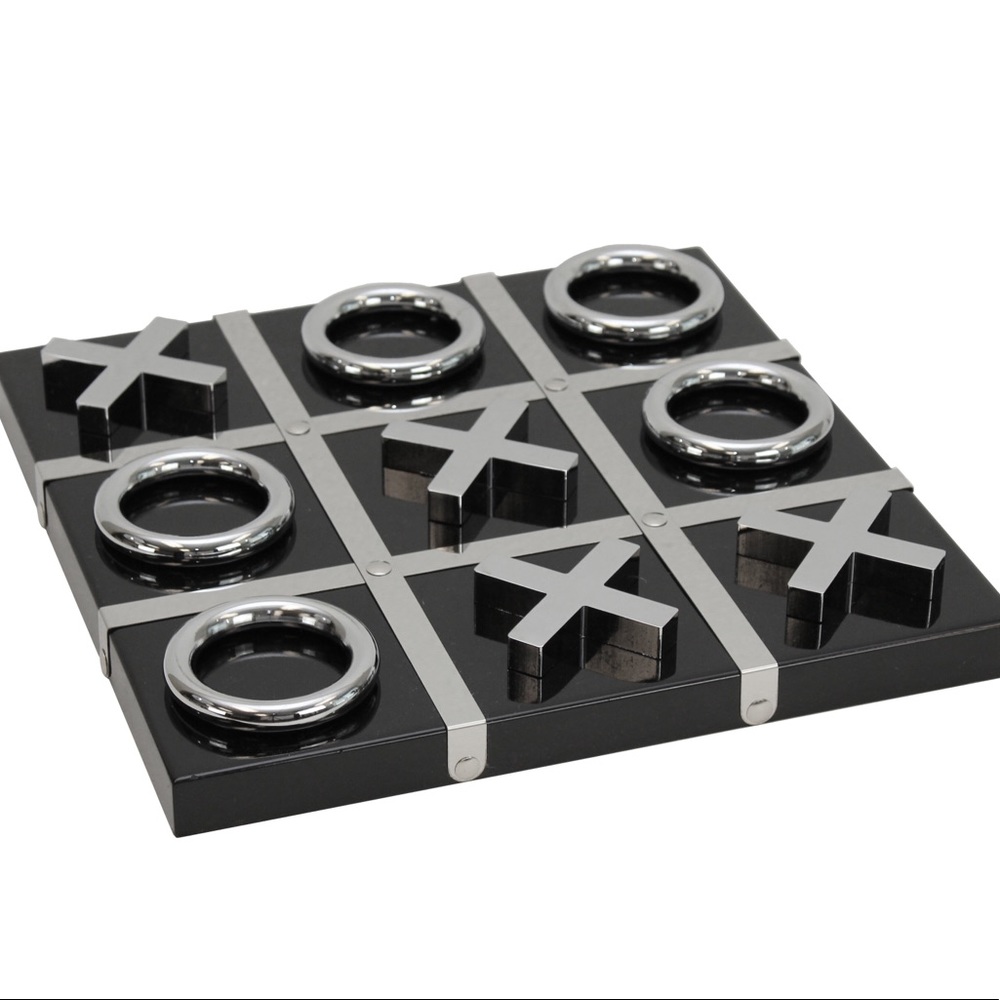 Luxe Tic Tac Toe Game in Black & Silver